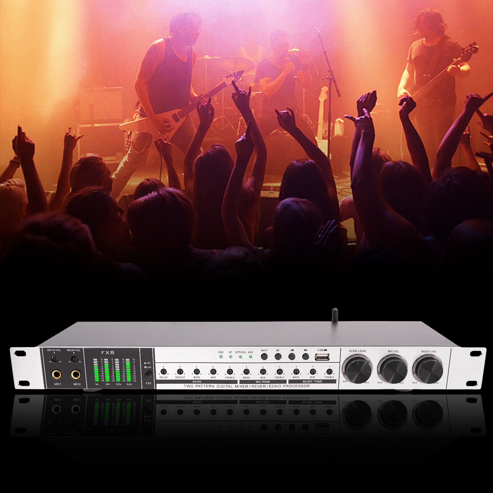 USB Audio Processor Mixer Professional Anti-howling Audio Processor w/ Bluetooth