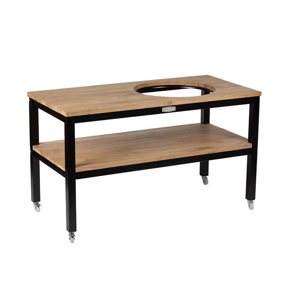 Ash & Ember Grade A Teak Ceramic Grill Table, Weather Resistant Grill Stand