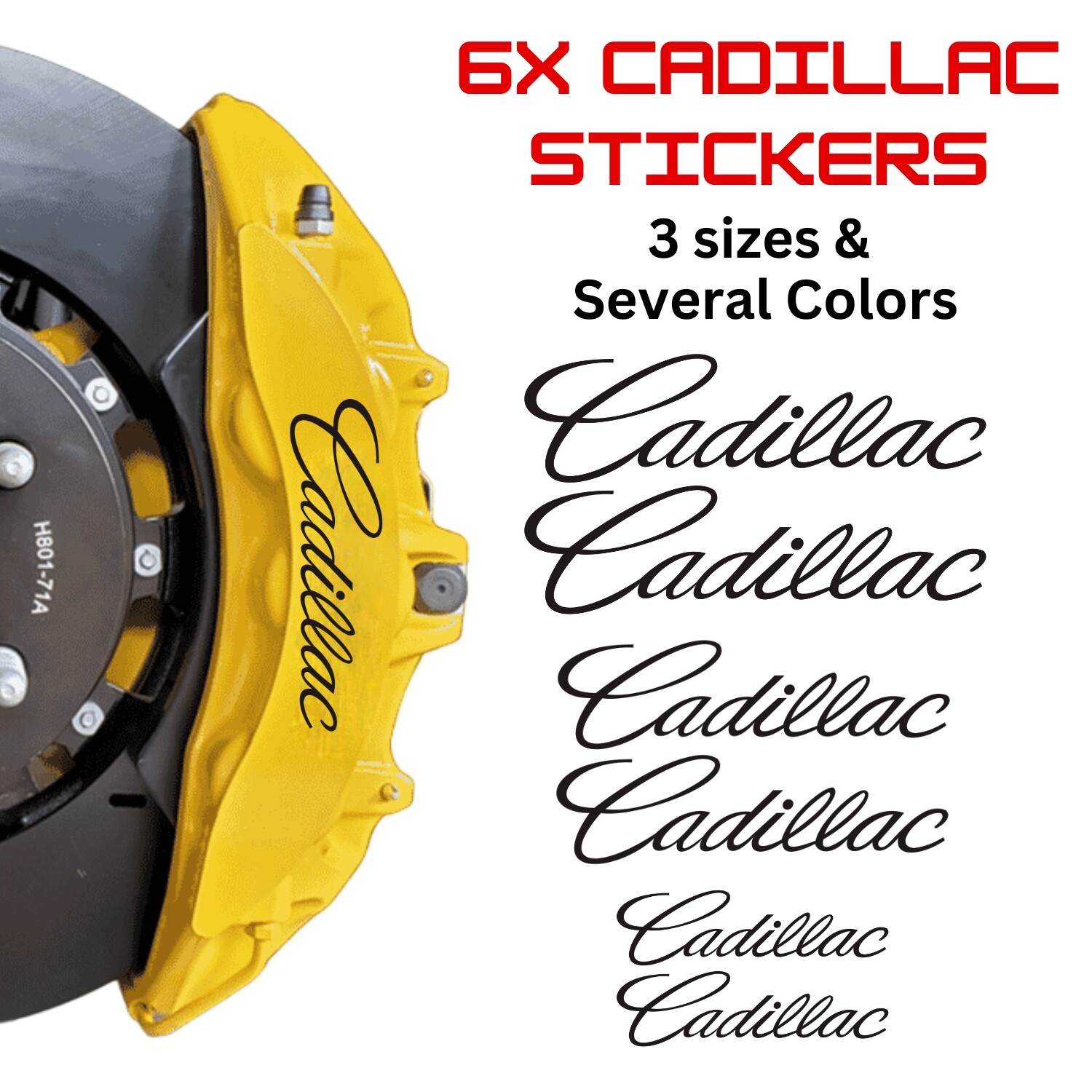 6x Cadillac Brake Caliper Decal Stickers / Car Caliper Stickers / Car Decals