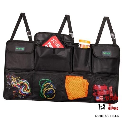 DRIVE - Back Seat Trunk Organizer, Space Saving Hanging Car Organizer,