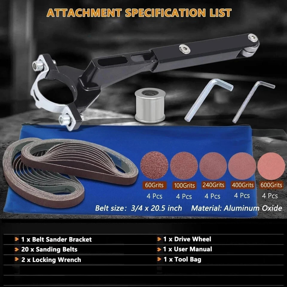 Belt Sander attachments for Angle Grinder,Detailing Bandfile Sander adapter w...