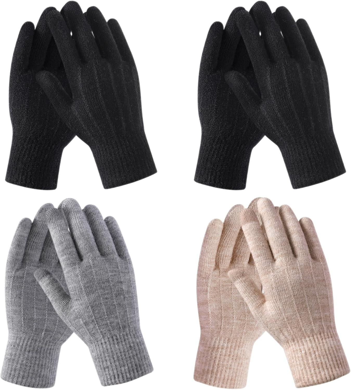 Winter Gloves - 4 Pairs Winter Gloves Women Men Cold Weather Valentines Day Gift