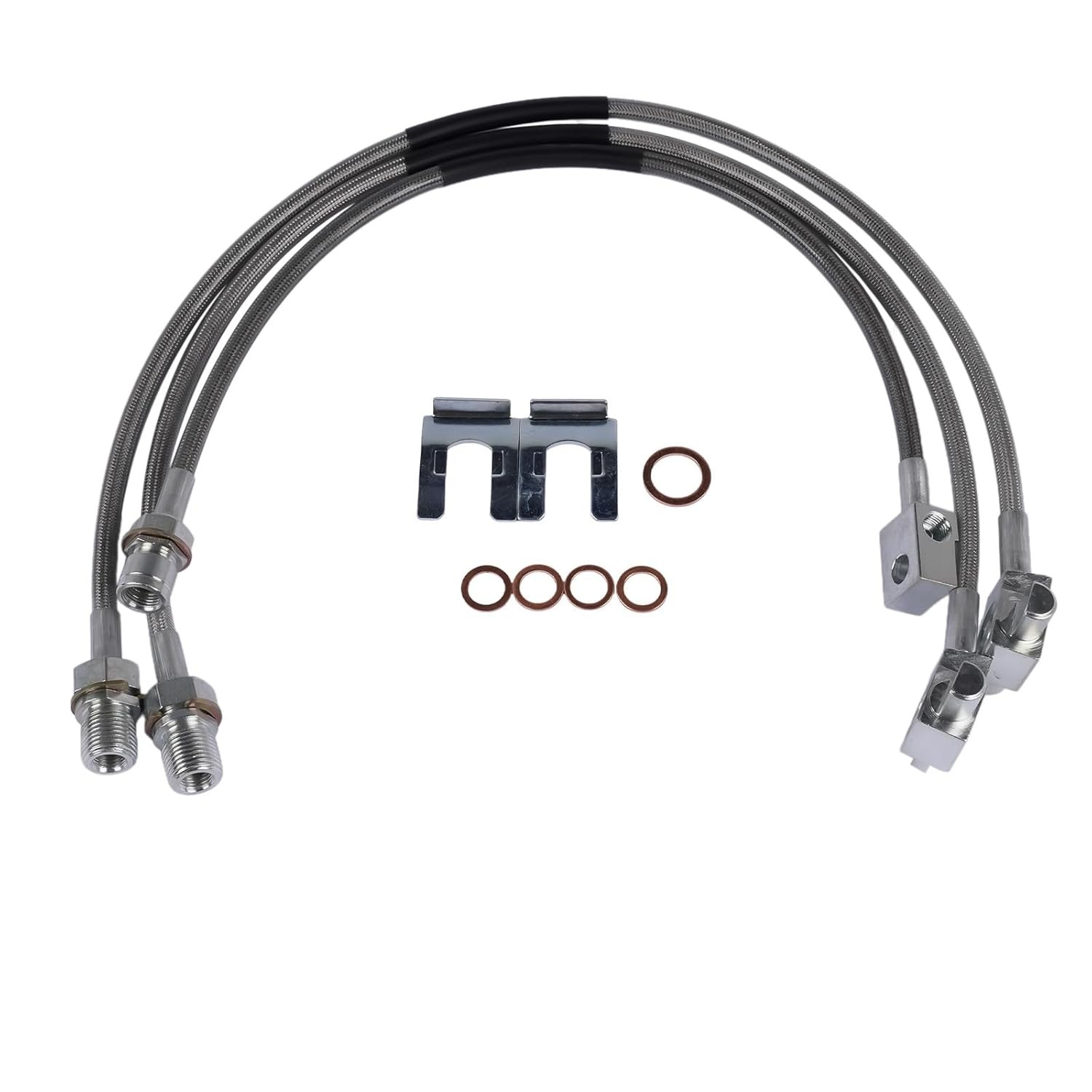 3Pcs Extended Stainless Steel Brake Lines Kit Front Rear for Chevy GMC Trucks