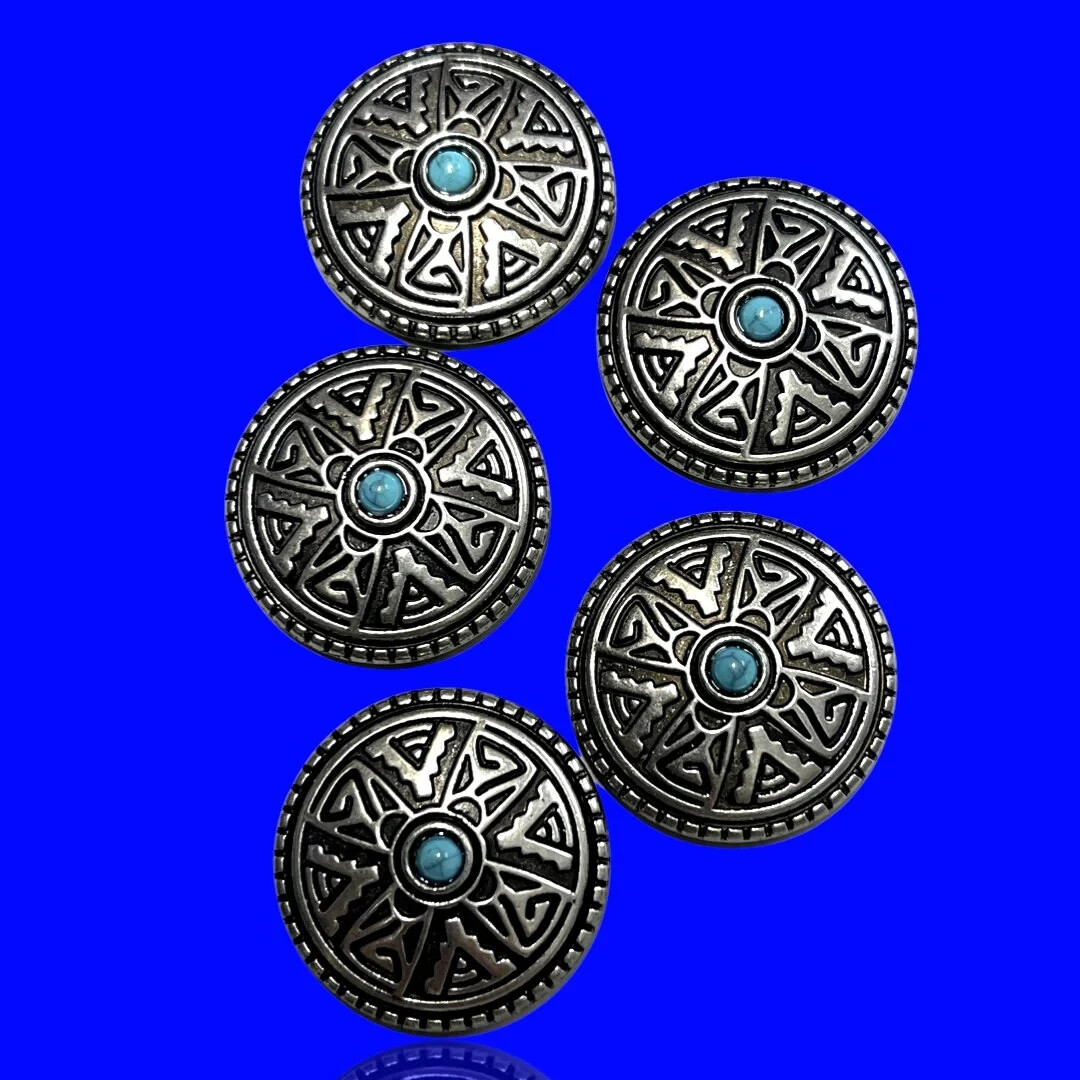 10 PCS Aztec Southwest Turquoise Cross Concho / Conchos 1 1/8" w/Screws