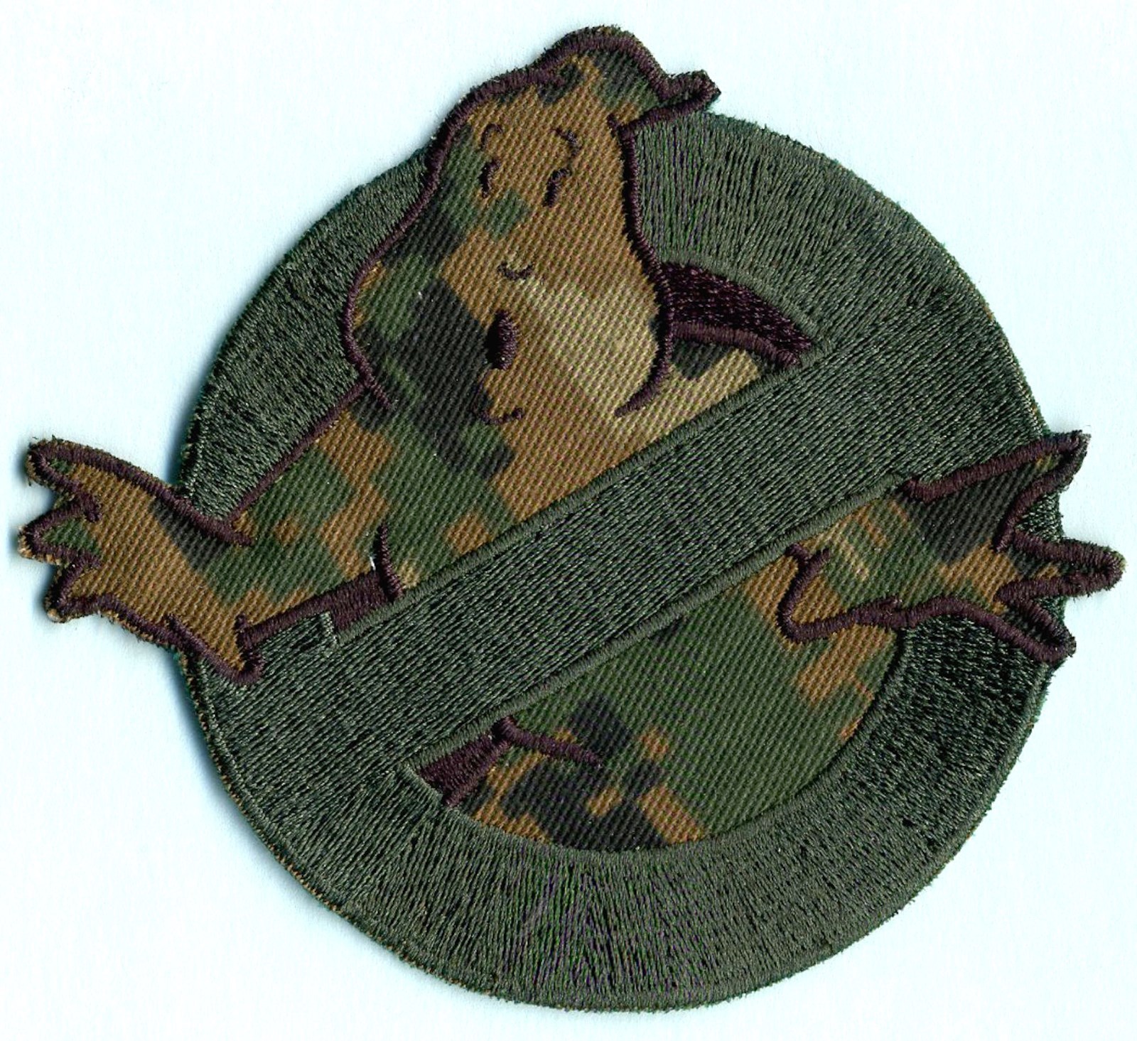 Camouflage [Woodland] Ghostbusters No Ghost Embroidered Iron on Patch
