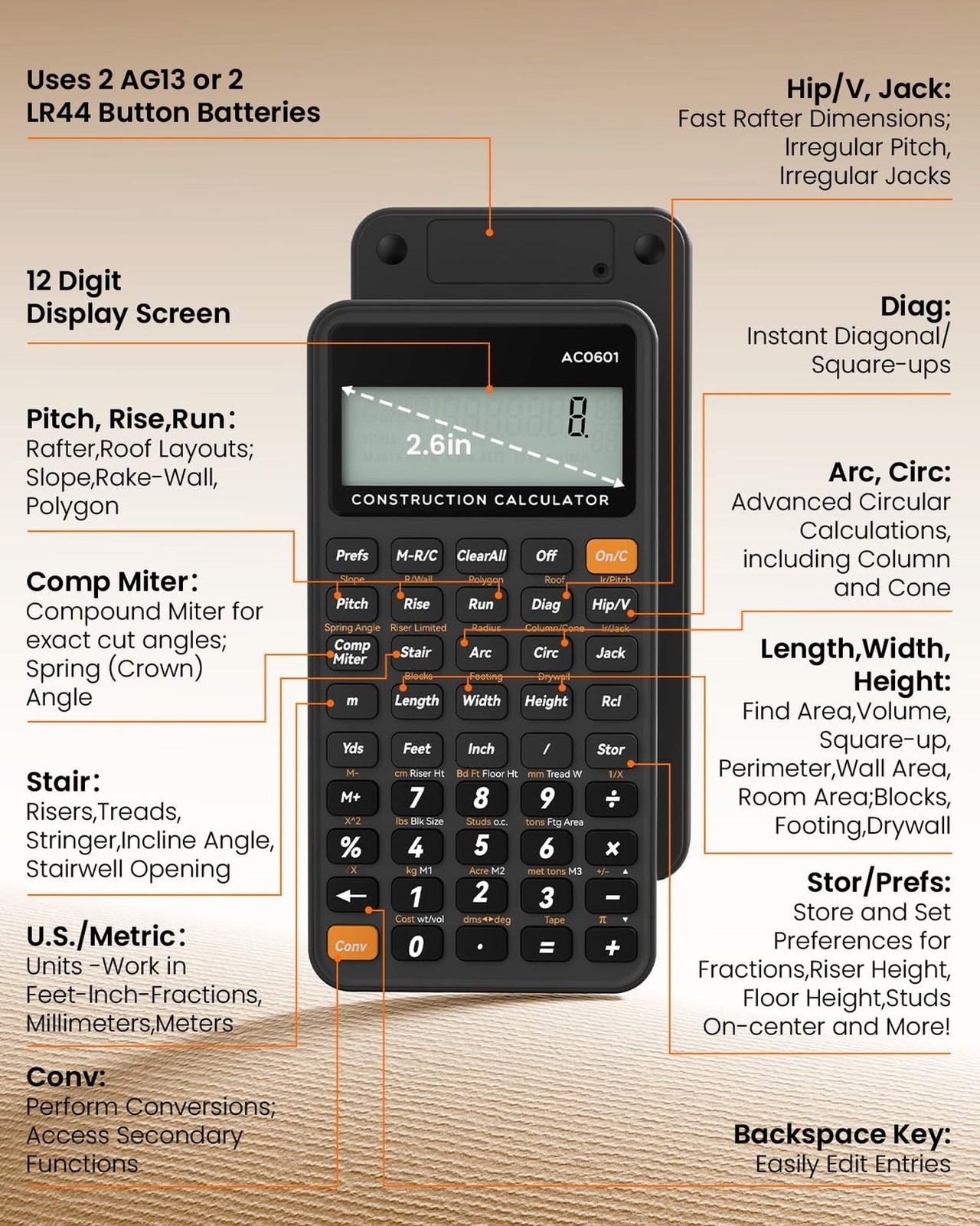 Construction Calculator Industrial & Scientific ROATEE Engineering Calculator...