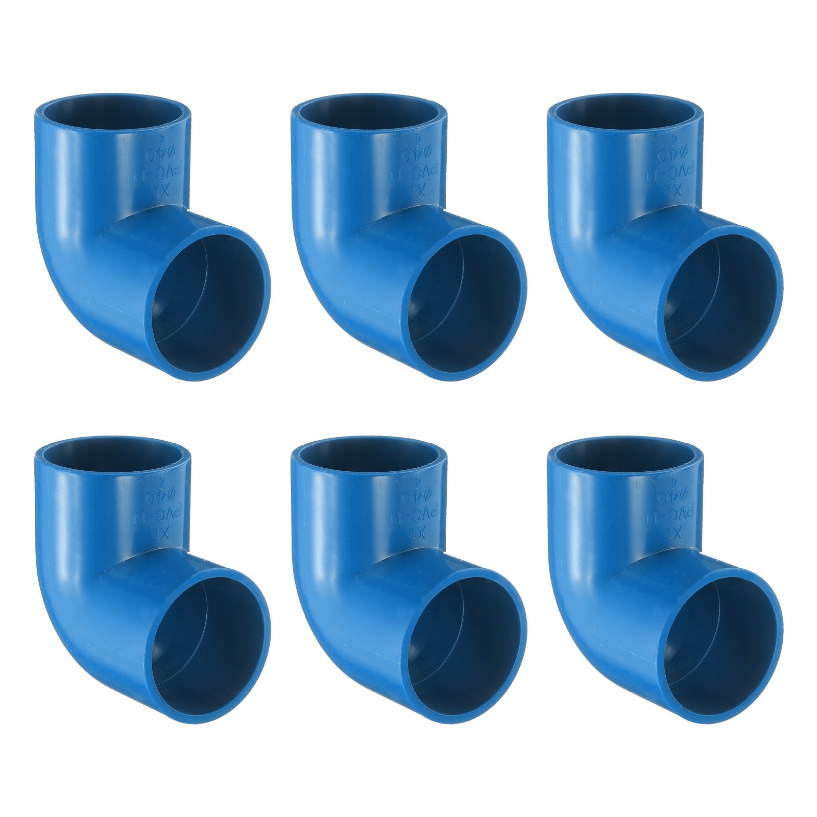6 Pcs 1.2 Inch 90 Degree Elbow Pipe Fittings 2 Way, Blue