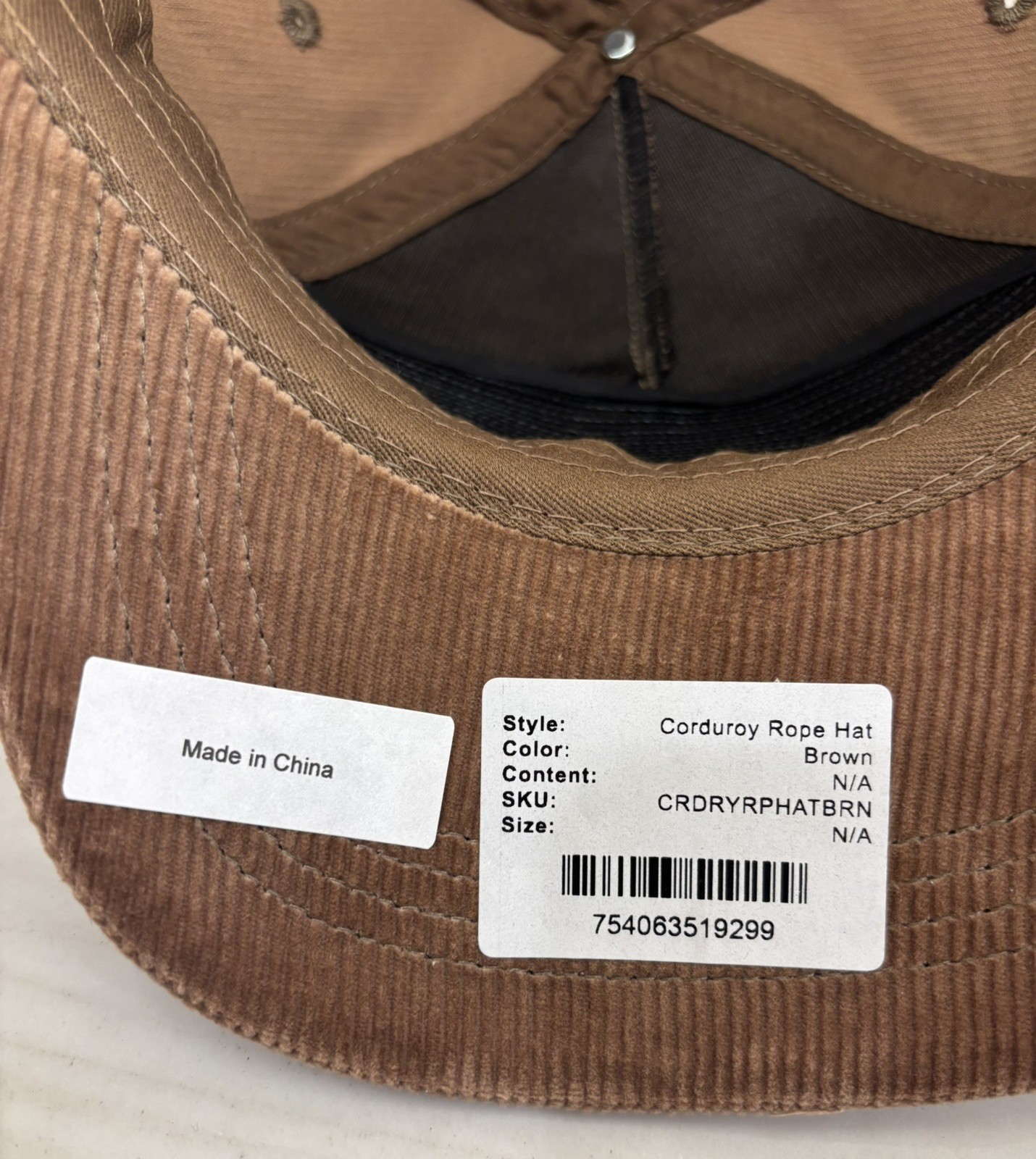 Dixie Decoys Corduroy Rope Hat Snap Back Ball Cap Hunting Brown Made In USA