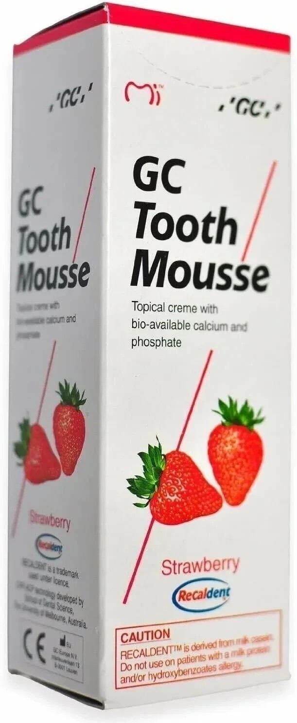GC TOOTH MOUSSE STRAWBERRY TOPICAL TOOTH CREAM WITH RECALDENT 1 TUBE OF 40 GM