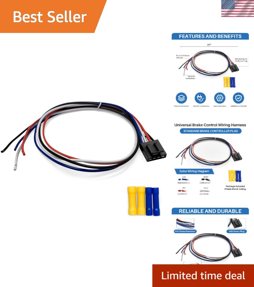 Universal Trailer Brake Controller Wiring Harness - Compatible with Tekonsha ...