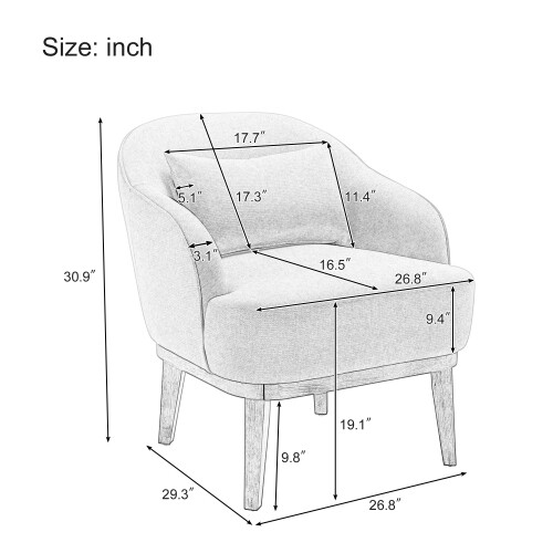 Modern Accent Chair Single Sofa Couch Upholstered Living Room Armchair w/ Pillow