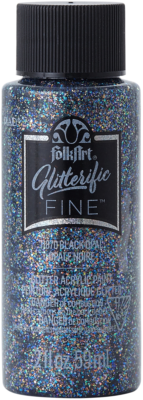 FolkArt Glitterific Fine Glitter Paint 2oz-Black Opal (Pack of 3)