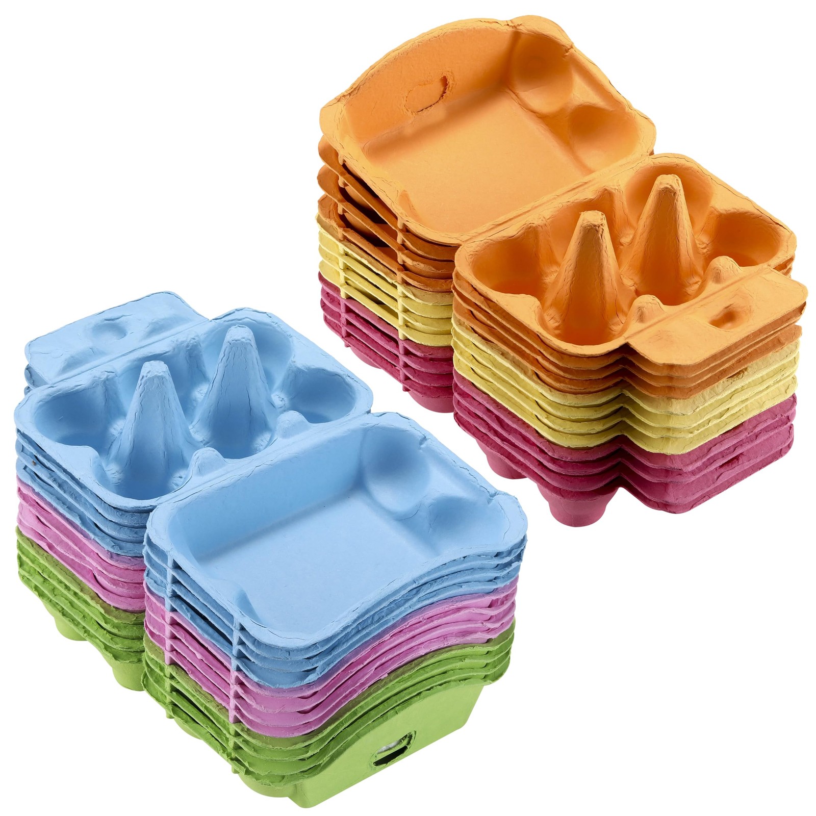 Half Dozen Egg Cartons 30 Pack, Colorful Blank Natural Pulp Egg Holder