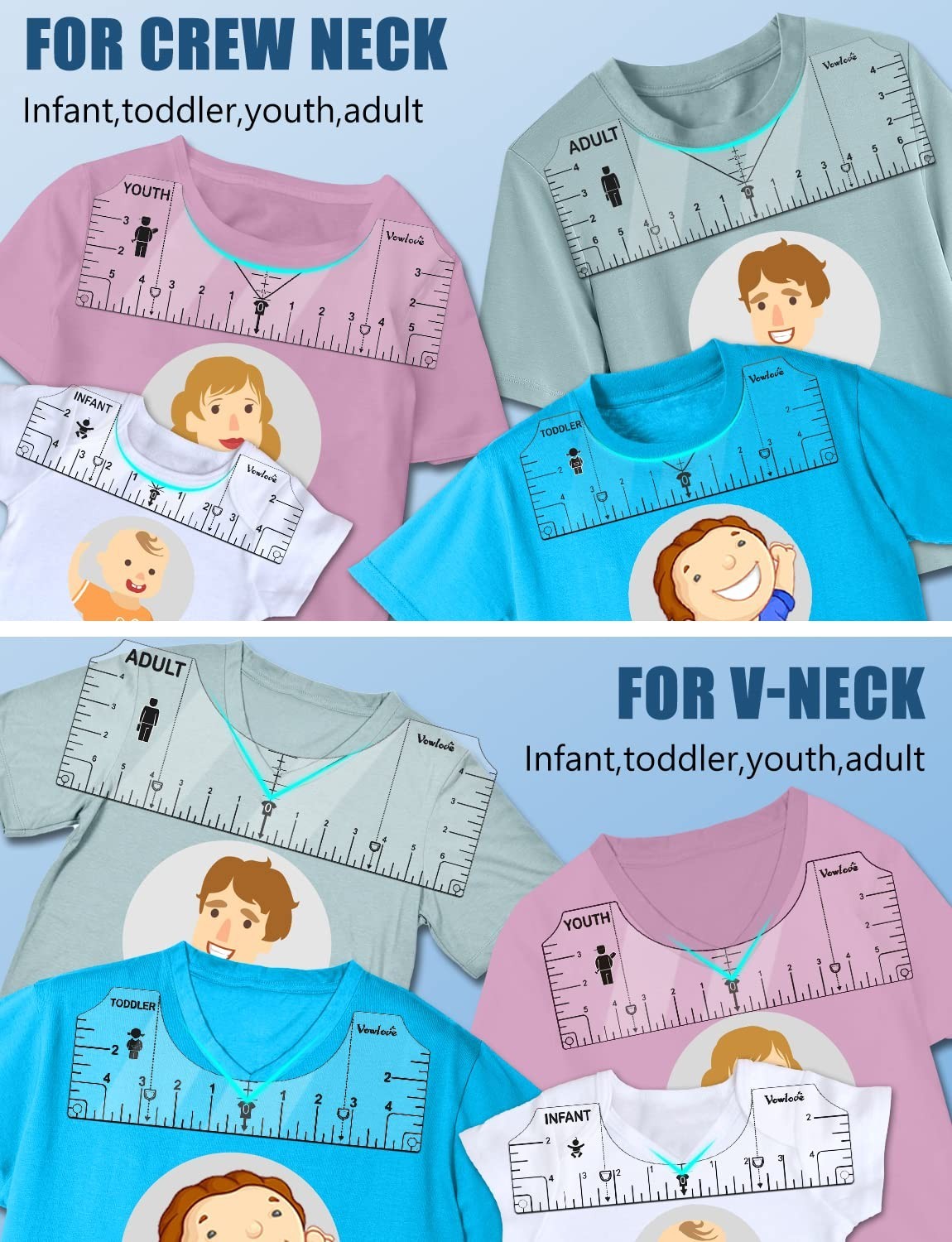 T-Shirt Ruler for Precise Alignment, Center & Left Chest Placement Tool for S...