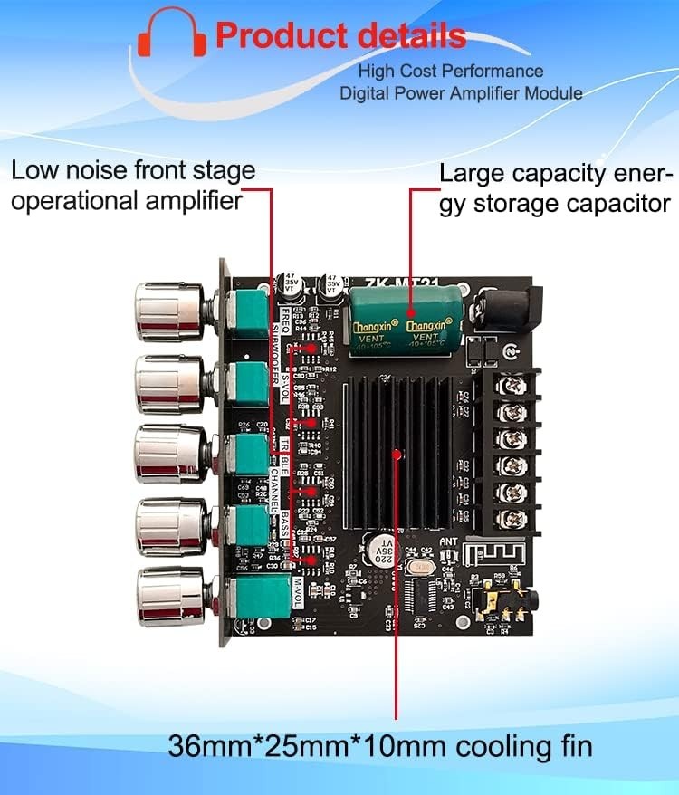 ZK-MT21 Mini Bluetooth Amplifier Module with 200W Output - Compact & Efficient