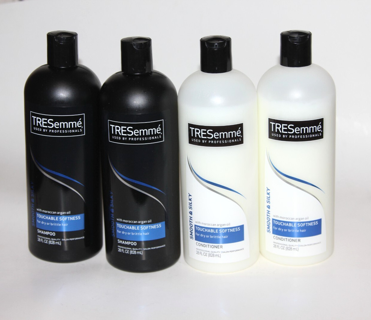 LOT (4) TRESEMME SMOOTH & SILKY SHAMPOO CONDITIONER TOUCHABLE SOFTNESS 28 FL OZ