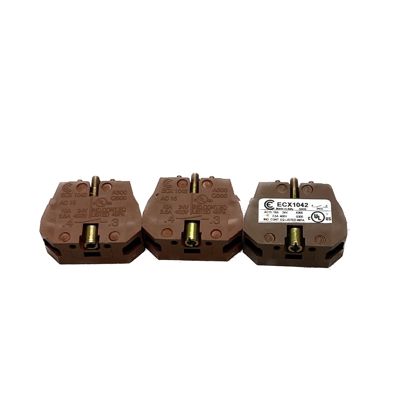 NOS LOT OF 3 Automation Direct 10A 24V 1 NO 22mm Contact Blocks ECX1042 ECX-1042