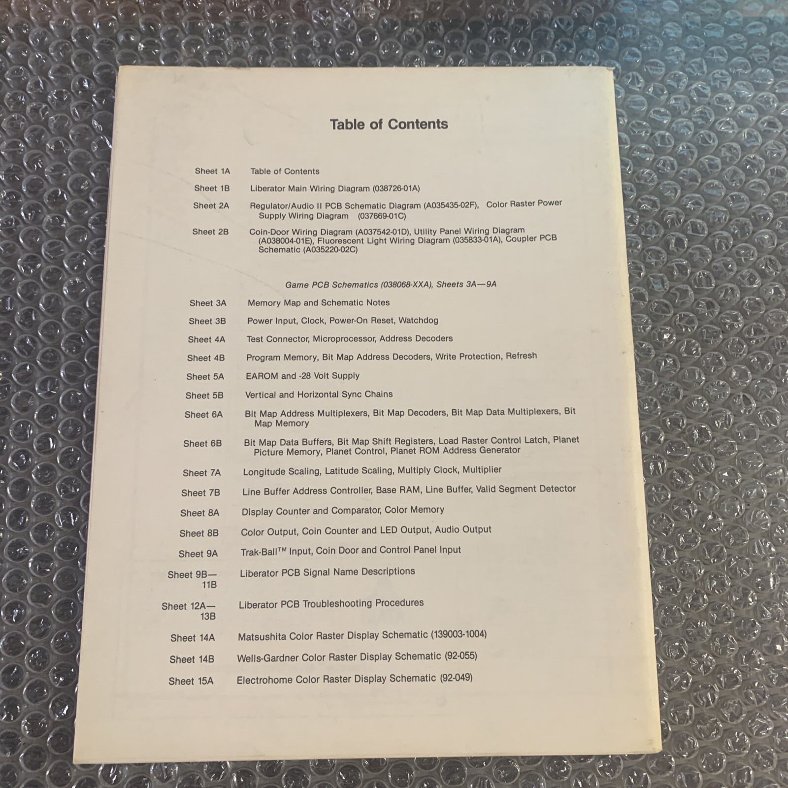 Original Liberator Atari Schematics Only arcade Video game owners manual