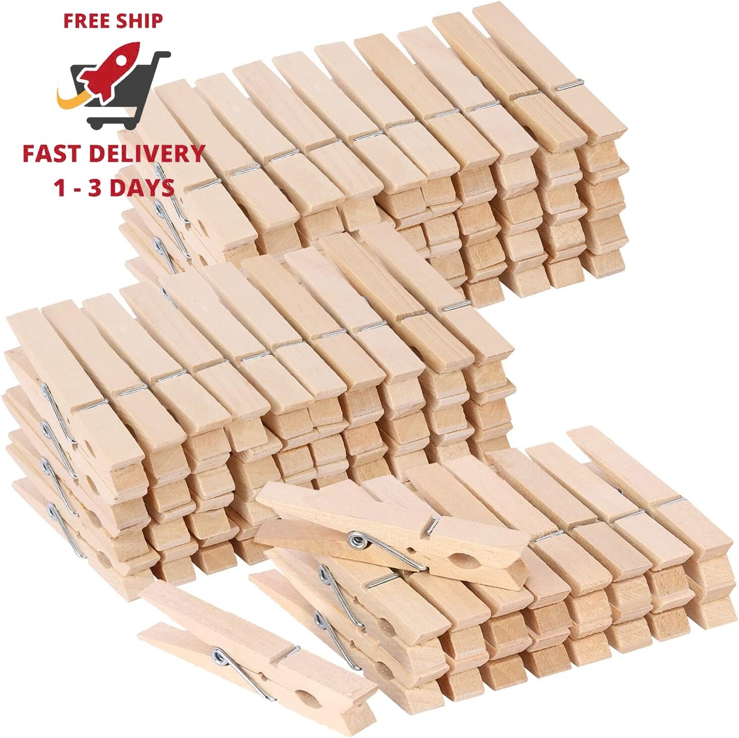 100 pinzas de madera para ropa, pinzas de madera resistentes de 3 pulgadas para