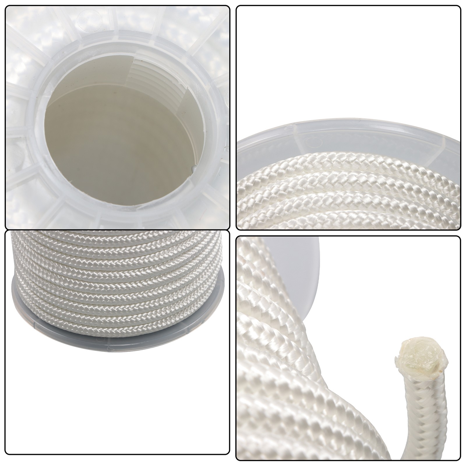 3/8 Inch Nylon Rope 100 Foot Spool 100% Nylon Solid Braid Rope Dyeable White New
