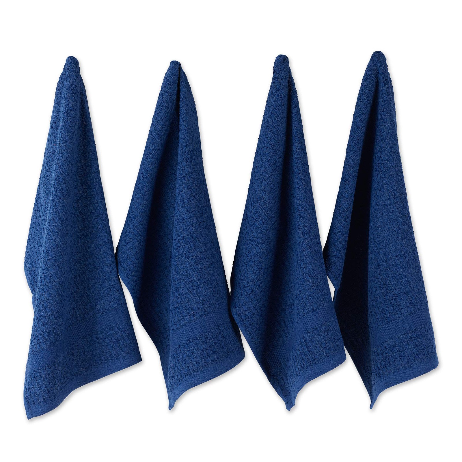 DII Basic Terry Waffle Dishtowel Set 15x26 in Solid Nautical Blue 4-Piece