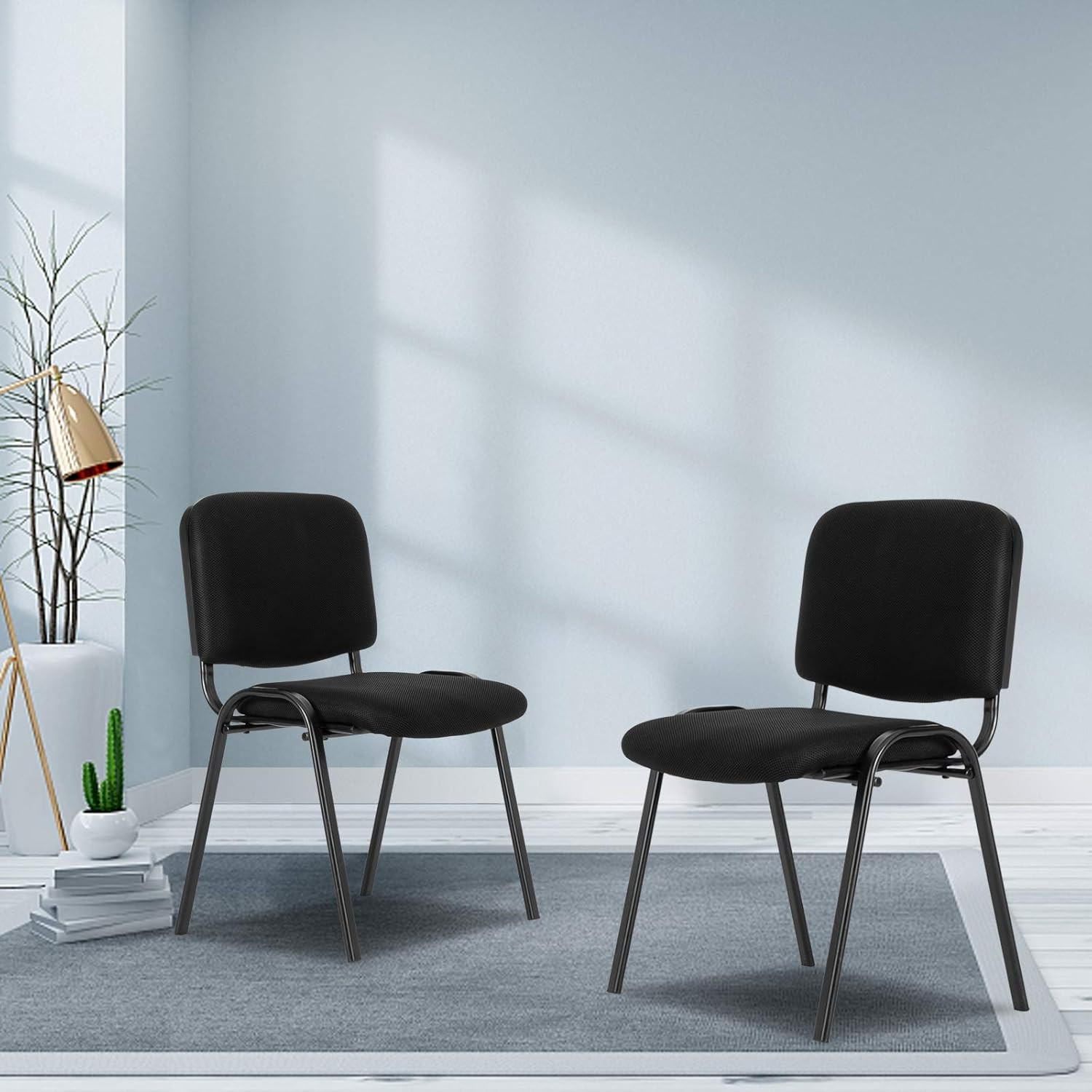 5-Pack Office Guest Chairs & Reception Chairs Stacking Chairs Set of 5 Black