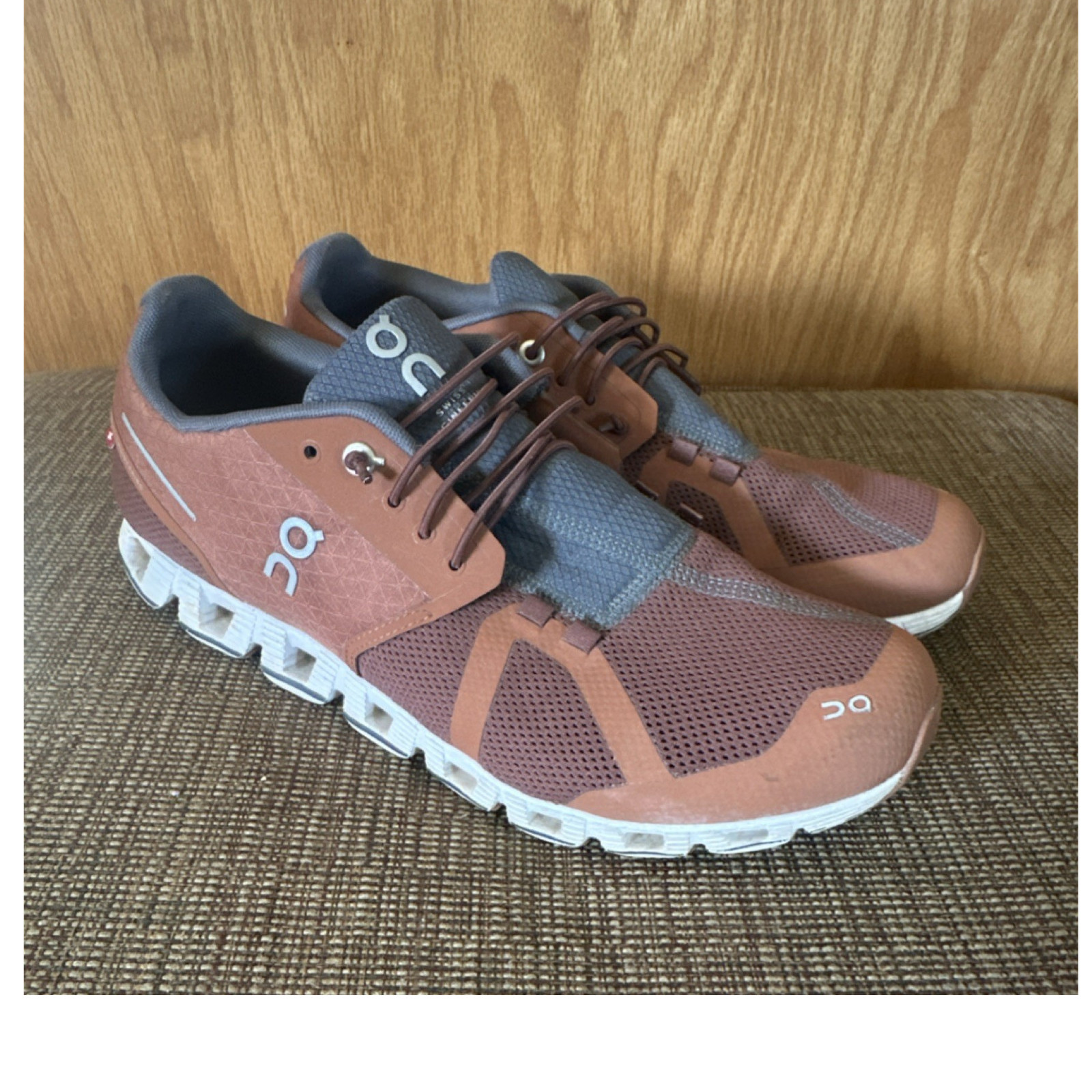 On Cloud Men's Running Shoes Burnt Orange/ Gray White Mesh