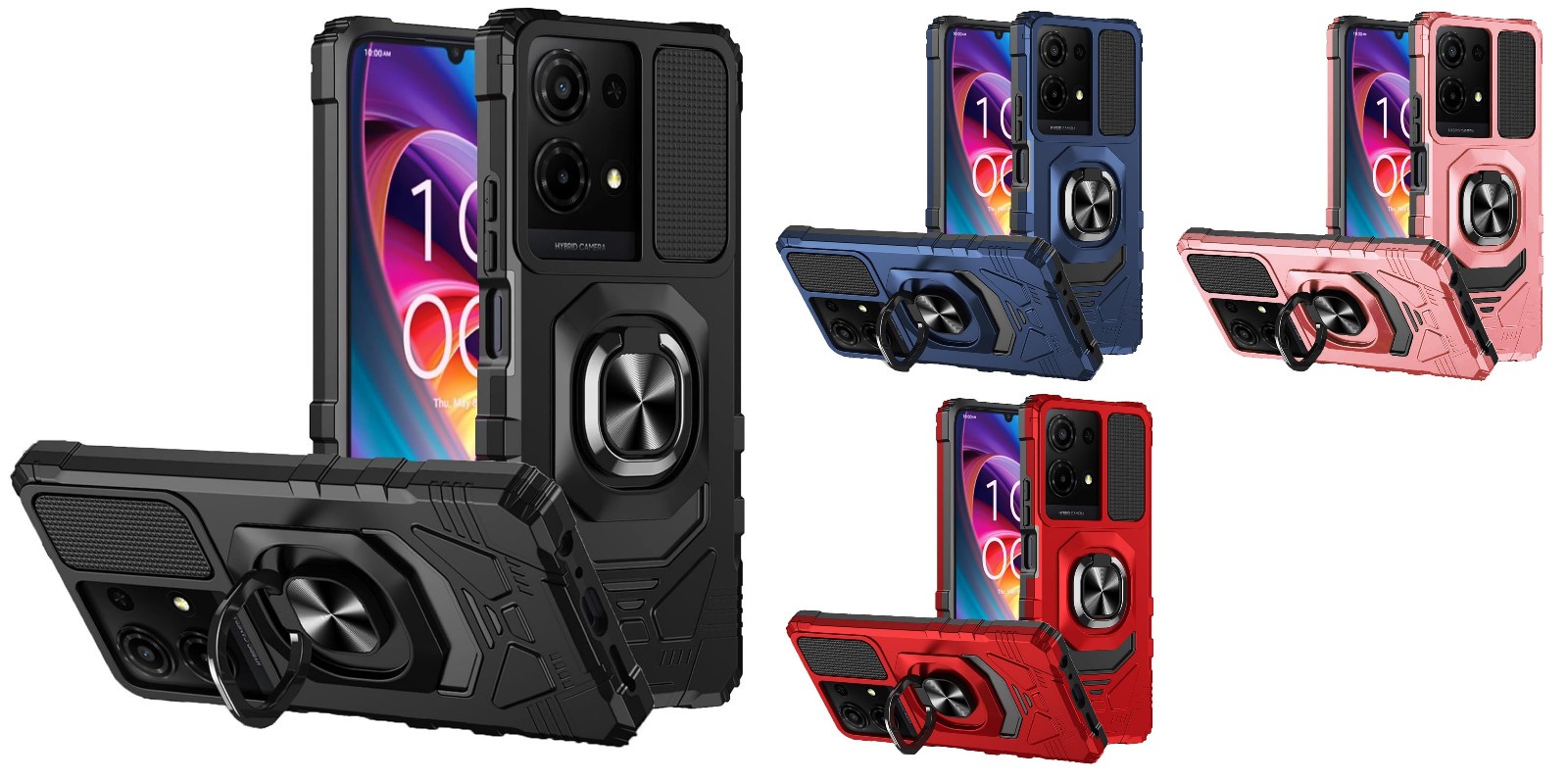For TCL K33 5G T513V Robotic Ring Stand Hybrid Case Phone Cover