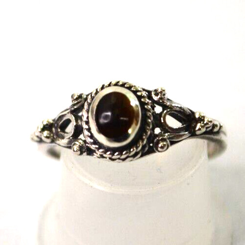 Adorable well made Ladies Tigereye Cabochon Ring Sterling Silver Signed sz 5.75
