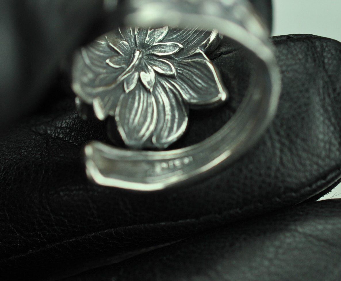 Solid 925 Sterling Silver Large Daisy Flower Floral Adjustable Spoon Ring