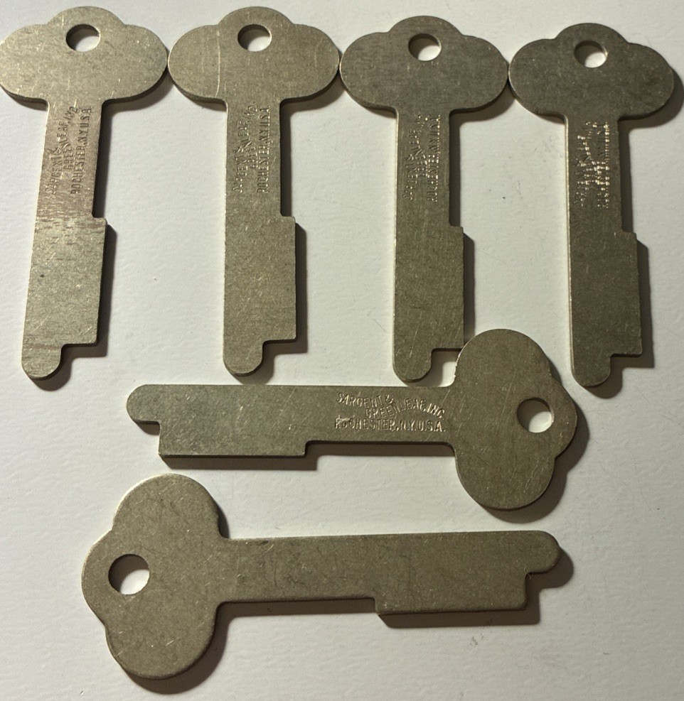 6 Original S & G Safe Deposit Key Blanks # 1028D