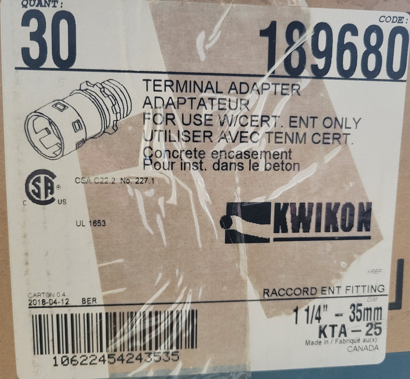 Kwikon 1-1/4 in PVC ENT Threaded Male Adapter With Locknuts