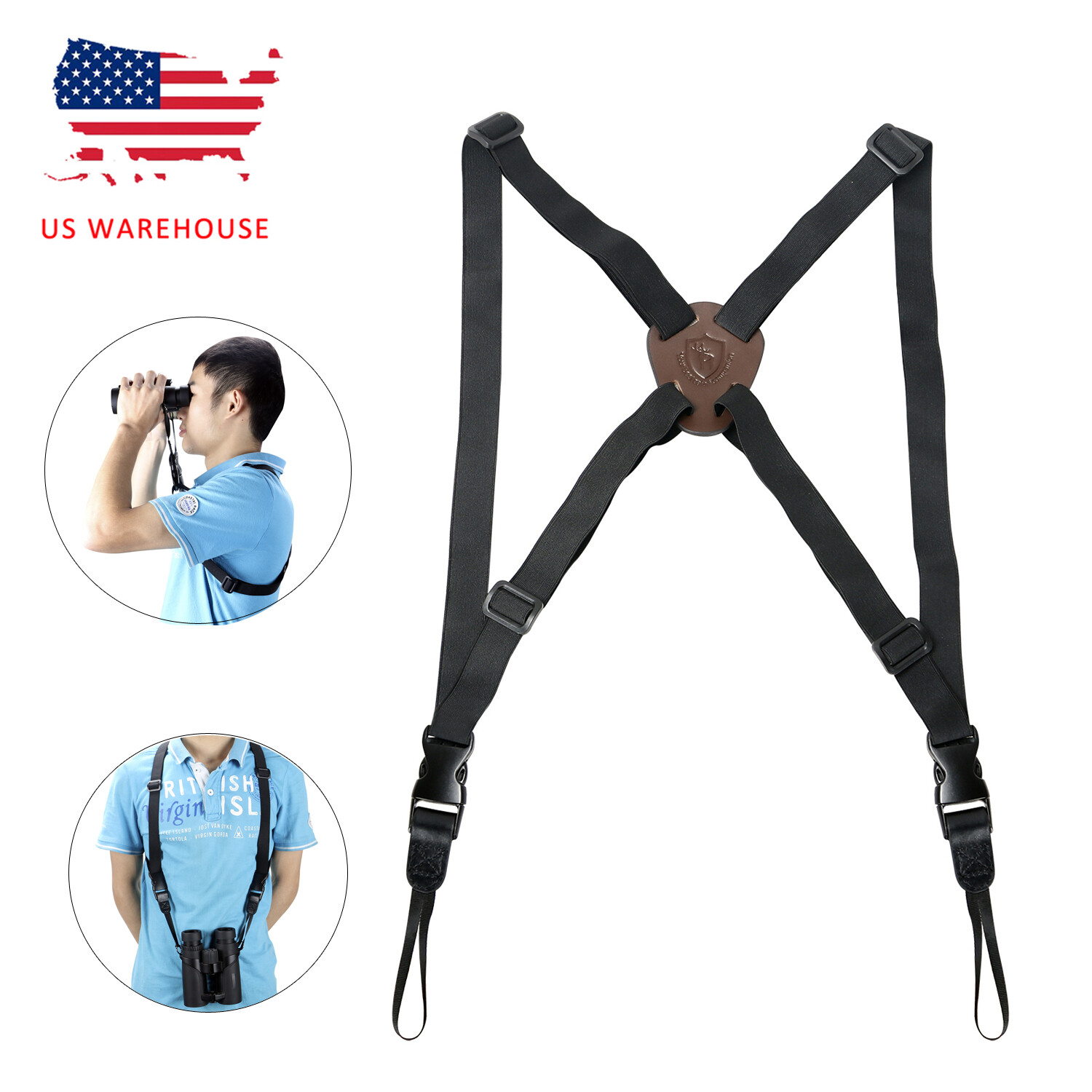 Tourbon Binocular Harness Universal Leather Camera Belt Strap Quick Release Hunt