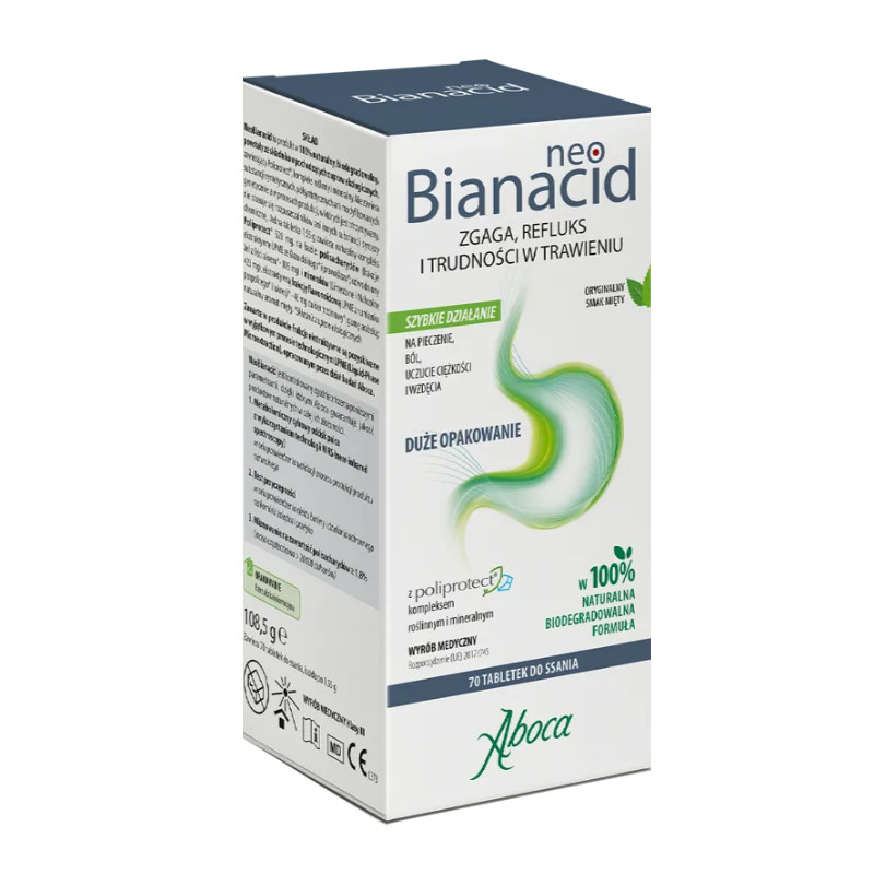 Aboca NeoBianacid mint flavored lozenges, 70 pcs.