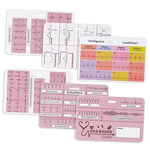 EKG Badge Card EKG Badge Buddy Nursing Reference Interpretation ECG Ruler