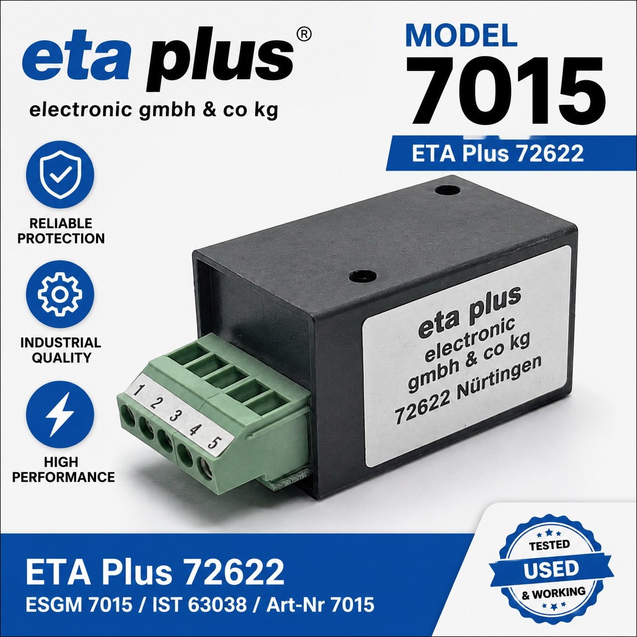ETA Plus 72622 ESGM 7015 IST 63038 Industrial Electronic Module Tested Working