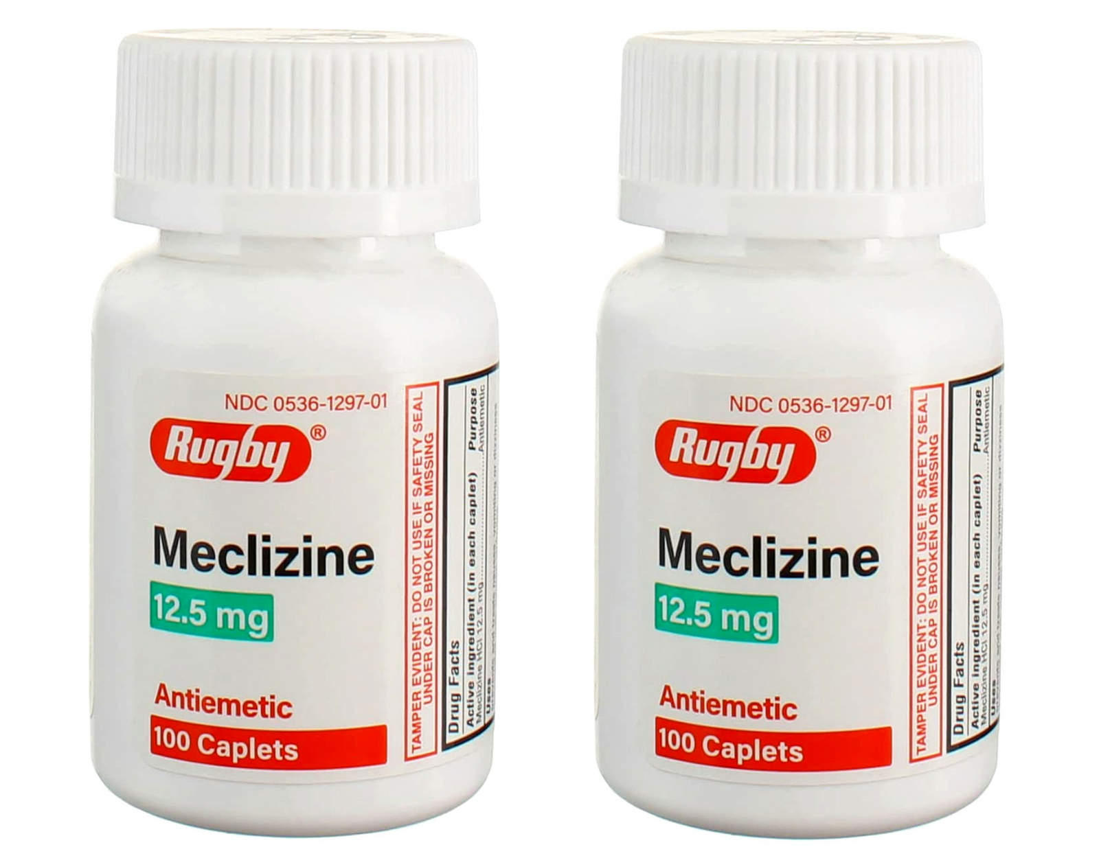 Rugby Meclizine 12.5mg Motion Sickness Caplets, 100 Count - Pack of 2