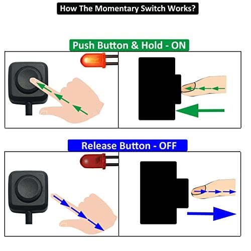 12V 24V Momentary Push Button Switch - 11.5' Pre Momentary Switch - Mini04