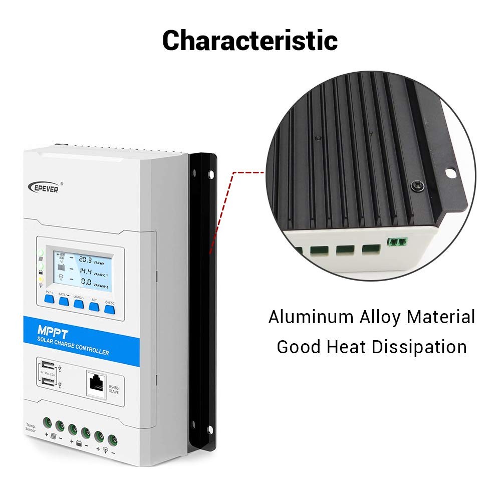 Epever 30A Mppt Solar Charge Controller 12V/24V Auto Working Max Pv 100V