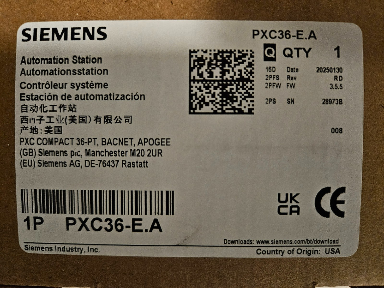 Siemens PXC36-E.A: Automation Station, 36 point for BACnet Networks (Brand New)