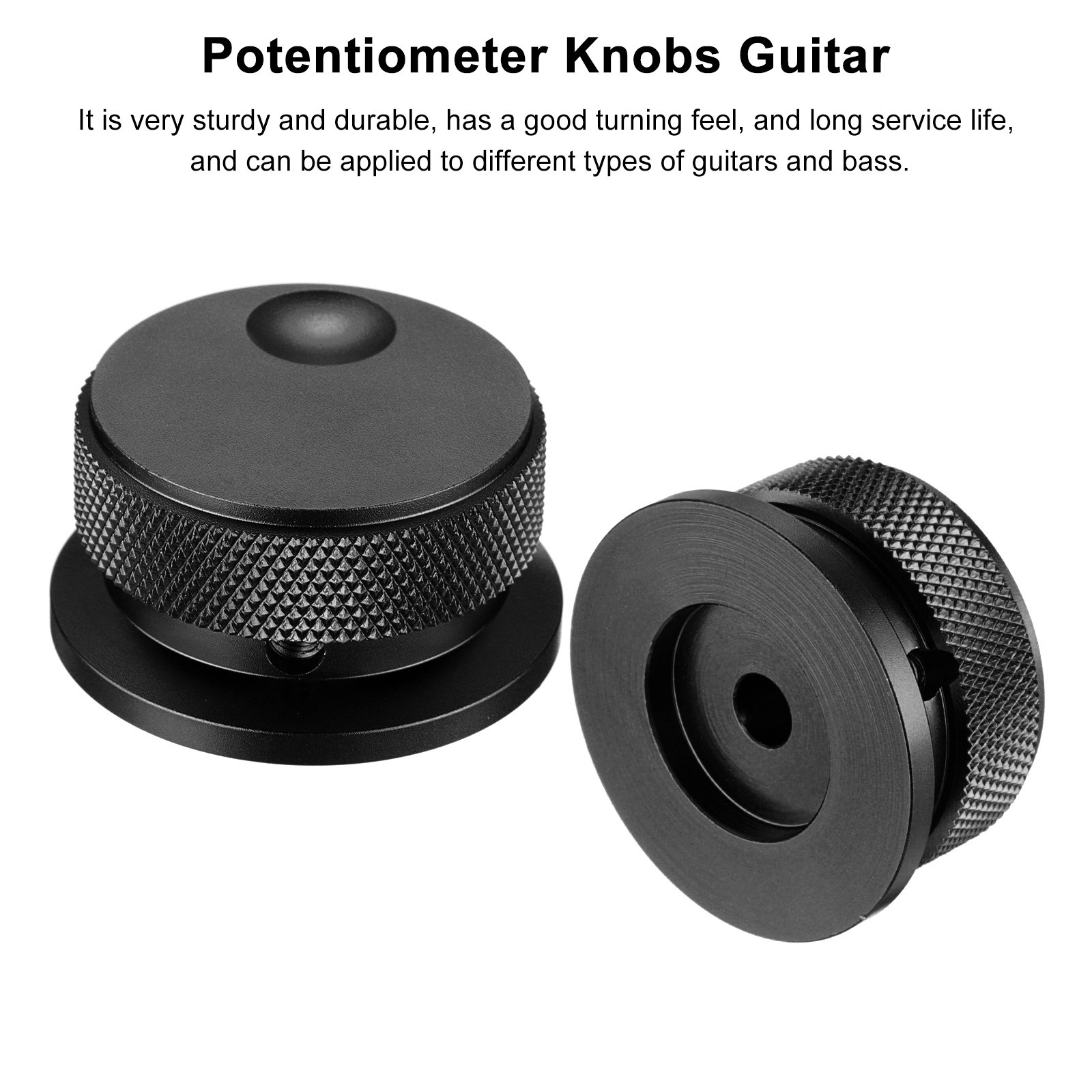 Aluminium Potentiometer Knobs 1/4"x1.5", Volume Tone Control Knobs, Black