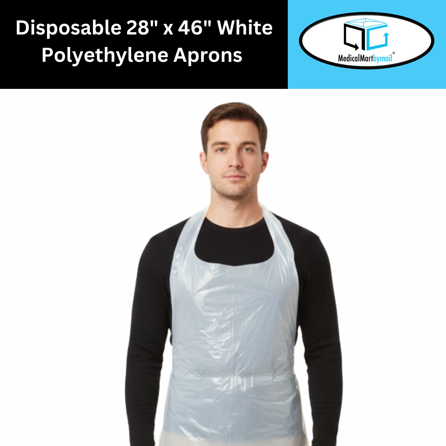 White Polyethylene Apron, Size: 28" x 46" - (2000 Pieces)