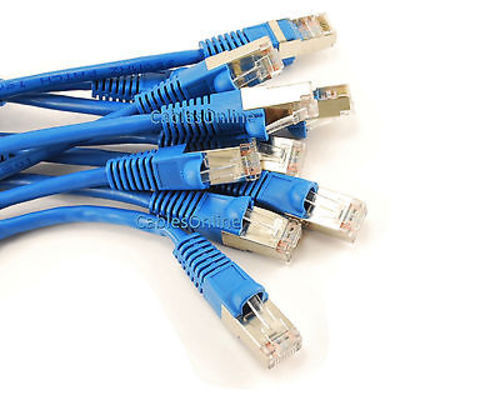 10-PACK 6" Shielded CAT5e Network STP Ethernet RJ45 Blue Patch Cable U-S000BL-10