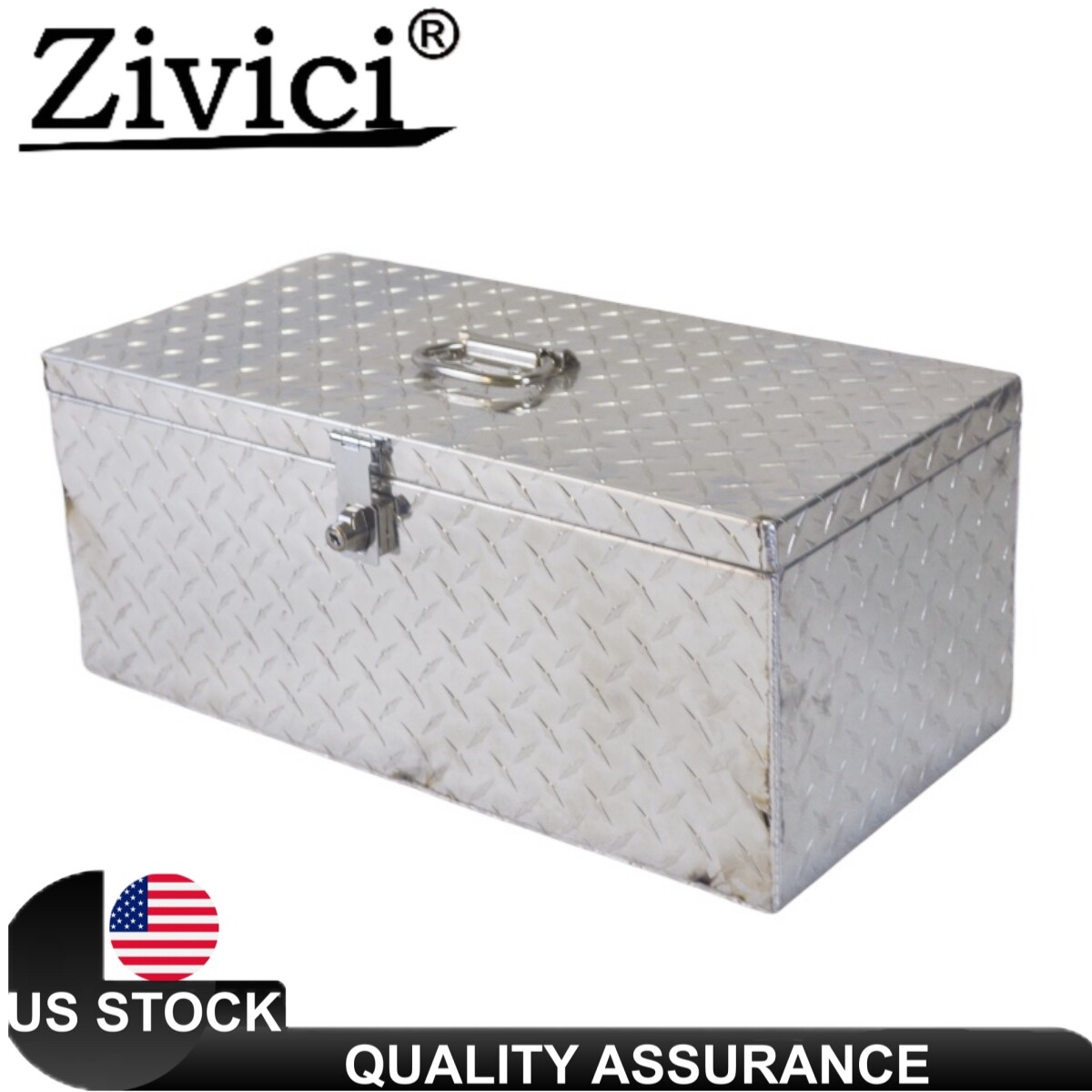 23"X11"X10" Aluminum Tool Box Diamond Tread For Pickup Truck Bed RV ATV Toolbox