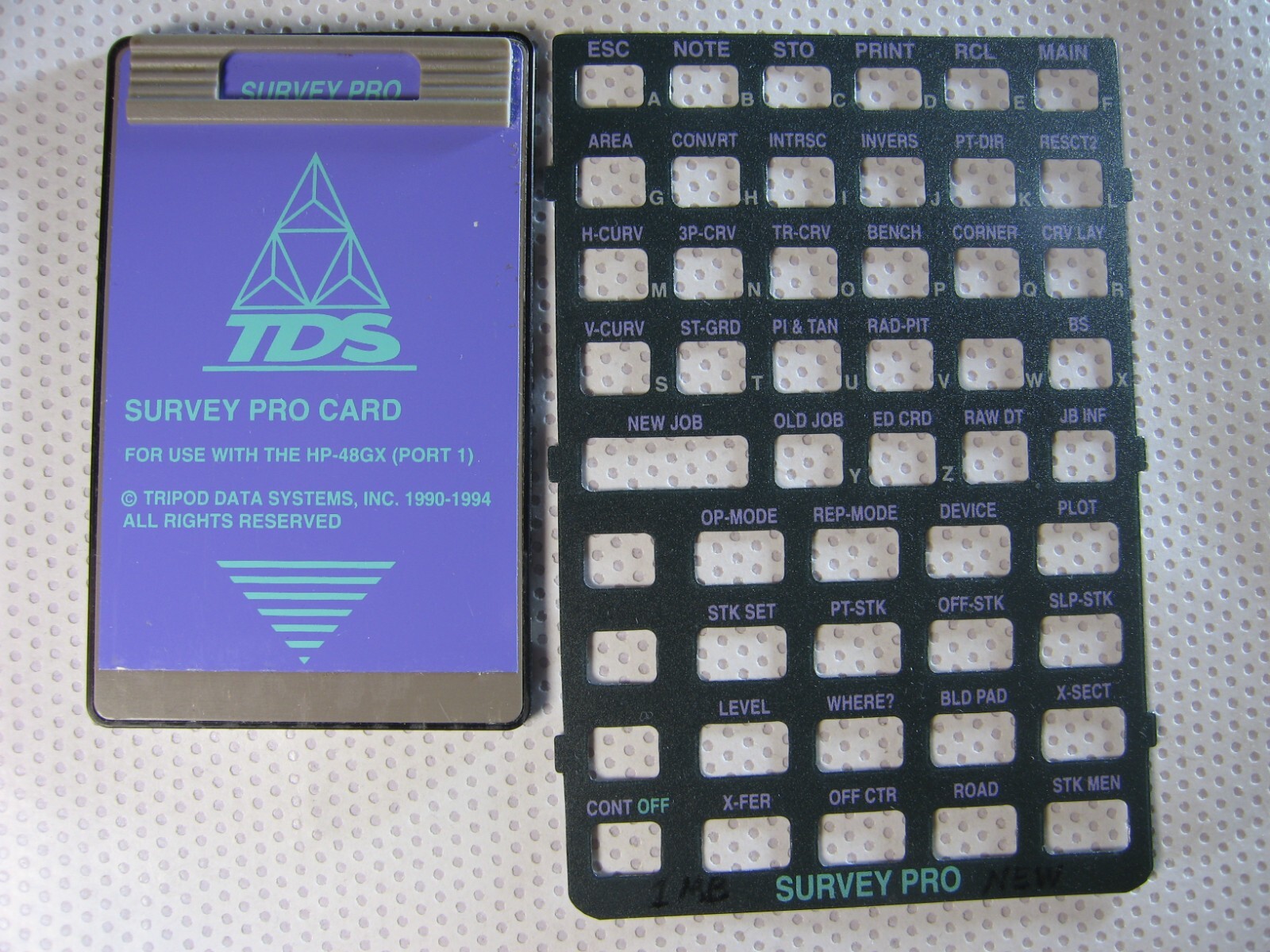 TDS Survey Pro Card  with Overlay  for Use with the HP 48GX for  Calculator