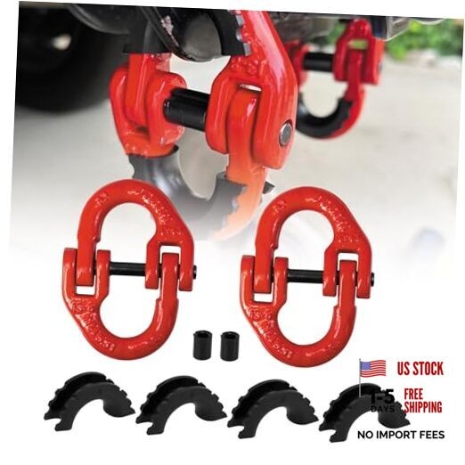 2-Pack 1/2" Heavy-Duty Safety Chain Connector: G80 Tow Hitch Hammerlock Red