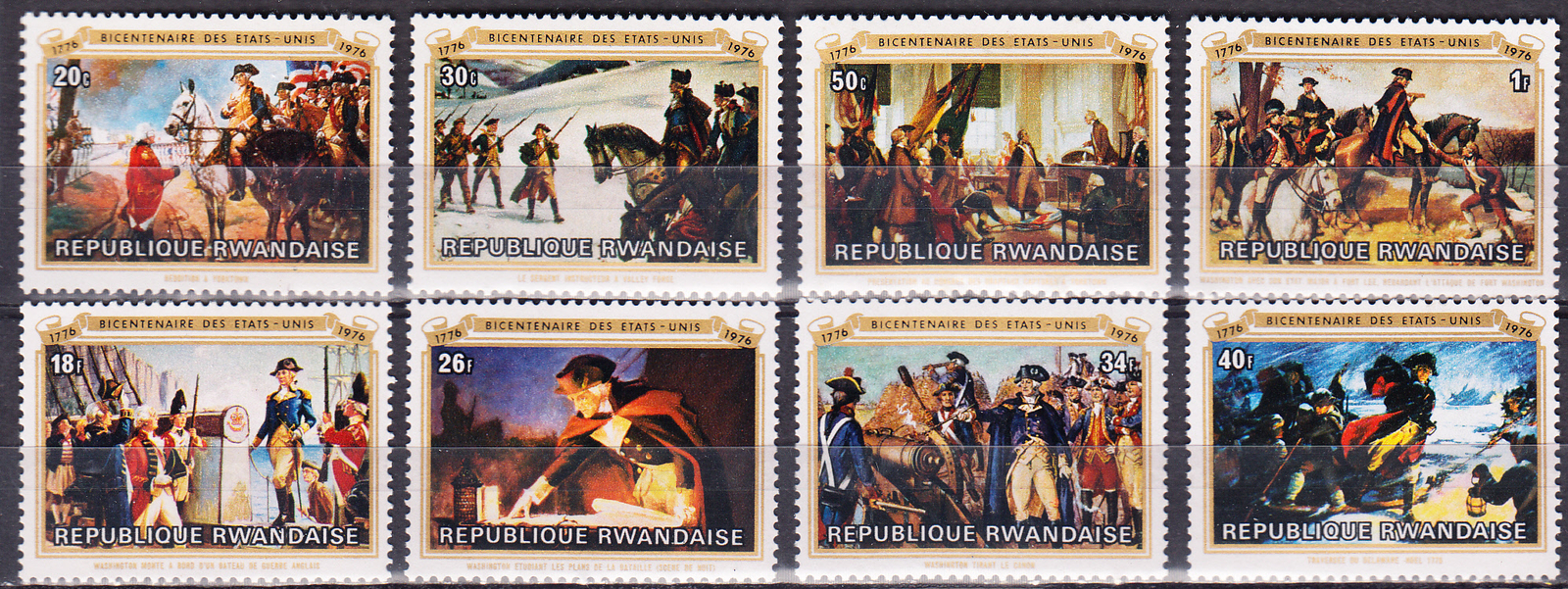 W RWANDA 0722-729 US BICENTENARY PAINTINGS