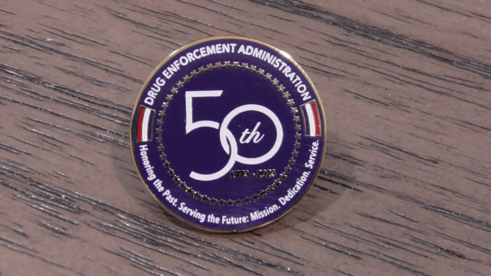 DEA Drug Enforcement Administration 50th Anniversary 1973 - 2023 Rnd Lapel Pin