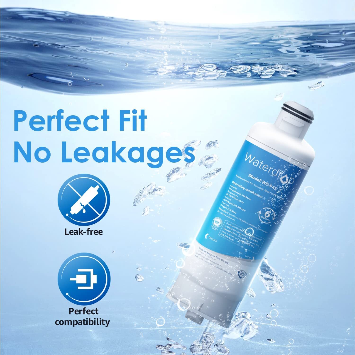 Waterdrop DA97-17376B Replacement for Samsung Refrigerator Water Filter, 4 Pack