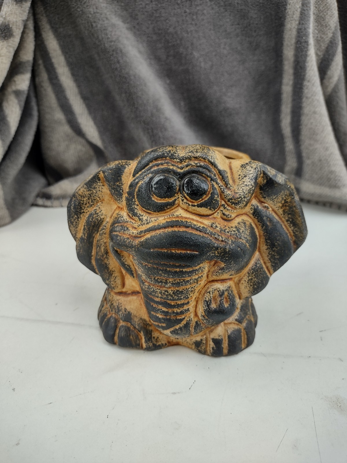 Vintage Big Eyed  Ceramic Elephant Planter